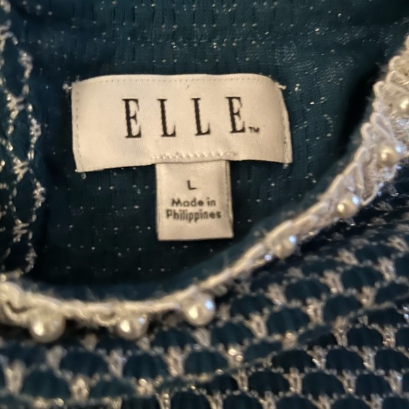 Elle Green & Silver Textured Blouse‎ NEW - Picture 3 of 15